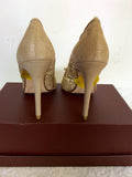 BRAND NEW DUNE GOLD LACE WITH DIAMANTÉ JEWEL TRIM HEELS SIZE 3.5/36