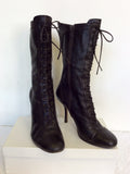 KURT GEIGER DARK BROWN LACE UP CALF LENGTH BOOT SIZE 3.5/36