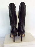 KURT GEIGER DARK BROWN LACE UP CALF LENGTH BOOT SIZE 3.5/36