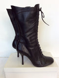 KURT GEIGER DARK BROWN LACE UP CALF LENGTH BOOT SIZE 3.5/36