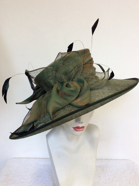 DARK GREEN & BLACK FEATHER TRIM FORMAL HAT