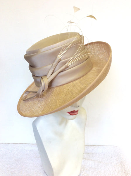 WHITELEY NUDE/ BLUSH FEATHER TRIM FORMAL HAT