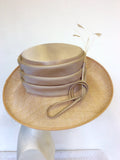 WHITELEY NUDE/ BLUSH FEATHER TRIM FORMAL HAT