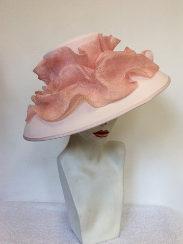 SACS PALE PINK RUFFLE TRIM FORMAL HAT