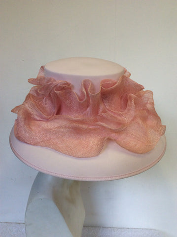 SACS PALE PINK RUFFLE TRIM FORMAL HAT