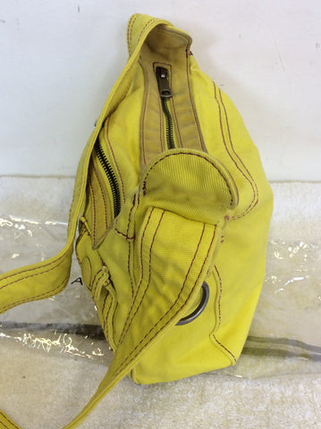 MARC JACOBS LUCID YELLOW CANVAS & LEATHER TRIM SMALL SHOULDER BAG