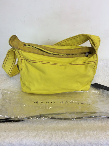 MARC JACOBS LUCID YELLOW CANVAS & LEATHER TRIM SMALL SHOULDER BAG