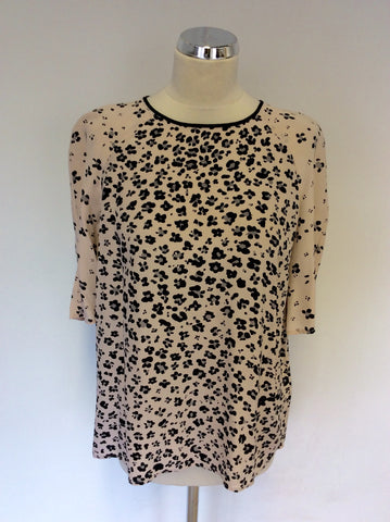 LK BENNETT BLOSSOM PRINT PALE PINK SILK TOP SIZE 14