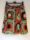 MONSOON MULTICOLOURED PRINT SILK & COTTON SKIRT SIZE 14