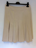 MAX MARA CREAM PLEATED KNEE LENGTH SKIRT SIZE 14