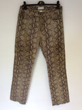 HUGO BUSCATI BEIGE SNAKESKIN LEATHER TROUSERS SIZE 12 TALL