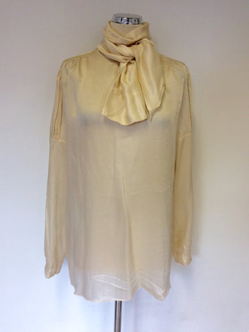 SPORTMAX CREAM SILK BLOUSE WITH DETACHABLE TIE SIZE 16