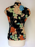 KAREN MILLEN BLACK FLORAL PRINT TOP SIZE 14