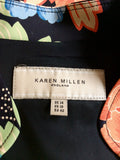 KAREN MILLEN BLACK FLORAL PRINT TOP SIZE 14