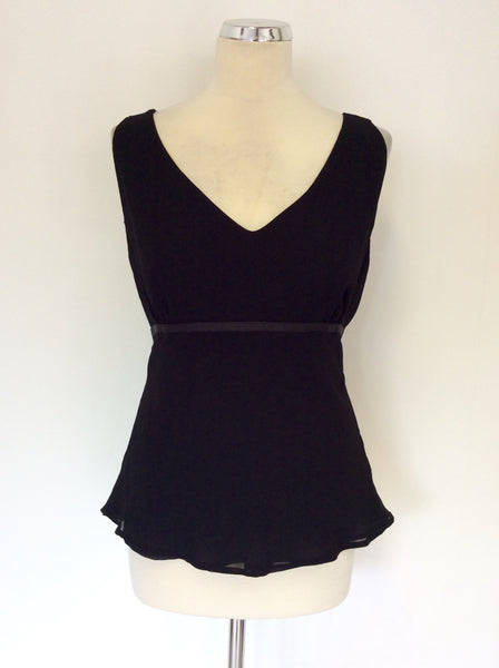 COAST BLACK SLEEVELESS V NECK TOP SIZE 14