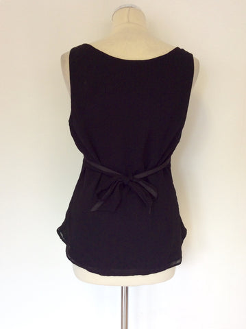 COAST BLACK SLEEVELESS V NECK TOP SIZE 14