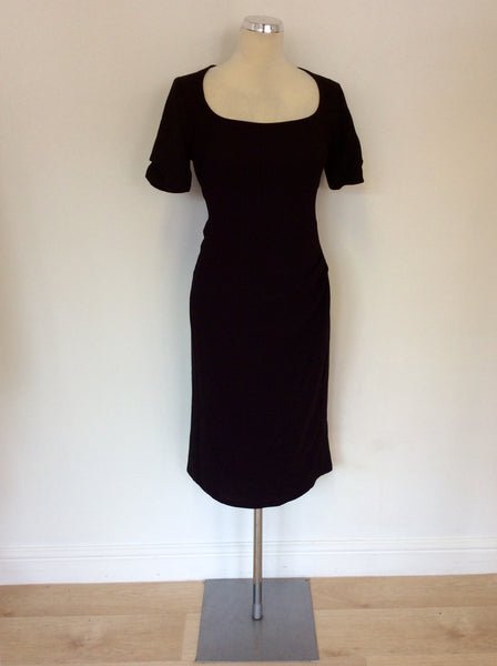 MARKS & SPENCER BLACK BUILT IN SLIMMING LINING PENCIL DRESS SIZE 14