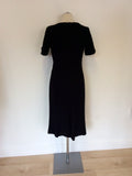 MARKS & SPENCER BLACK BUILT IN SLIMMING LINING PENCIL DRESS SIZE 14