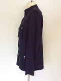 NICOLE FARHI DARK BLUE LINEN BLEND JACKET SIZE 16