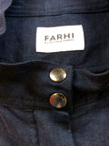 NICOLE FARHI DARK BLUE LINEN BLEND JACKET SIZE 16