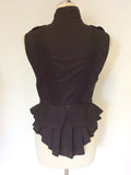 ALL SAINTS BLACK SLEEVELESS TOP WITH BUSTLE TRIM SIZE 10