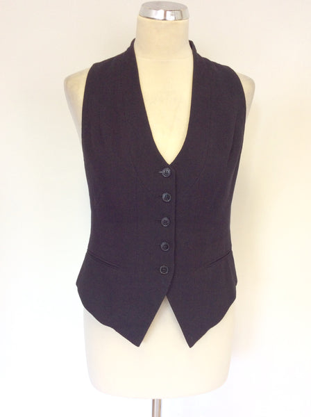 ALL SAINTS BLACK WOOL FERMOR WAISTCOAT SIZE 8