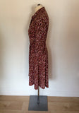 HOBBS PRINT STRETCH JERSEY BELTED DRESS SIZE 12