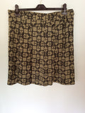 KAREN MILLEN KHAKI GREEN SILK CHAIN PRINT SKIRT SIZE 16