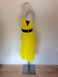 KAREN MILLEN BRIGHT YELLOW STRAPLESS BELTED DRESS SIZE 12