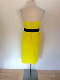 KAREN MILLEN BRIGHT YELLOW STRAPLESS BELTED DRESS SIZE 12