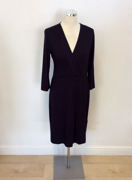 HOBBS NAVY BLUE STRETCH JERSEY WRAP  DRESS SIZE 12