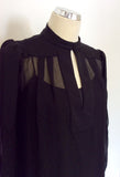 DIANE VON FURSTENBERG BLACK SILK BLOUSE SIZE 8