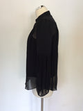 DIANE VON FURSTENBERG BLACK SILK BLOUSE SIZE 8