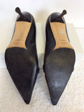 GUCCI BLACK LEATHER & SILVER METAL TRIM HEELS SIZE 7.5/41.5