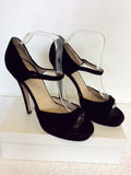 YVES SAINT LAURENT BLACK SUEDE PEEPTOE HEELS SIZE 7/40