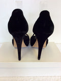 YVES SAINT LAURENT BLACK SUEDE PEEPTOE HEELS SIZE 7/40