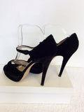 YVES SAINT LAURENT BLACK SUEDE PEEPTOE HEELS SIZE 7/40