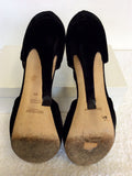 YVES SAINT LAURENT BLACK SUEDE PEEPTOE HEELS SIZE 7/40