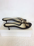 YVES SAINT LAURENT BLACK LEATHER & PONYSKIN TRIM HEELED MULES SIZE 7.5/41