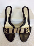 YVES SAINT LAURENT BLACK LEATHER & PONYSKIN TRIM HEELED MULES SIZE 7.5/41