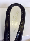 YVES SAINT LAURENT BLACK LEATHER & PONYSKIN TRIM HEELED MULES SIZE 7.5/41