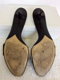 YVES SAINT LAURENT BLACK LEATHER & PONYSKIN TRIM HEELED MULES SIZE 7.5/41