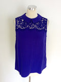 HOBBS BLUE LACE TRIM SILK TOP & LACE PENCIL SKIRT SIZE 12