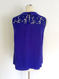 HOBBS BLUE LACE TRIM SILK TOP & LACE PENCIL SKIRT SIZE 12