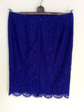 HOBBS BLUE LACE TRIM SILK TOP & LACE PENCIL SKIRT SIZE 12