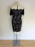 MARKS & SPENCER IVORY & BLACK LACE OCCASION DRESS SIZE 14