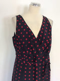 HOBBS BLACK & RED SPOTTED SILK DRESS SIZE 18