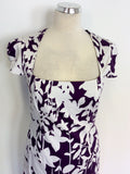 LAURA ASHLEY MULBERRY & WHITE PRINT PENCIL DRESS SIZE 10