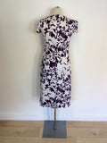 LAURA ASHLEY MULBERRY & WHITE PRINT PENCIL DRESS SIZE 10