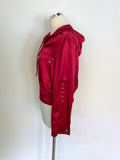 BETTY BARCLAY RED SILK HOODED ZIP UP JACKET SIZE 12